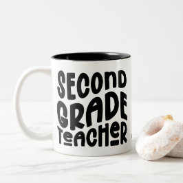 2nd Grade Teacher Black Typography Design Zweifarbige Tasse
