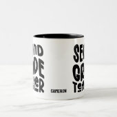 2nd Grade Teacher Black Typography Design Zweifarbige Tasse (Mittel)
