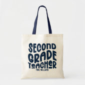 2nd Grade Teacher Dark Blue Typography Design Tragetasche (Vorne)