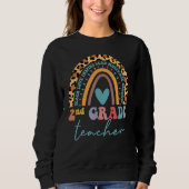 2nd Grade Teacher Leopard Rainbow Second Grd Back  Sweatshirt (Vorderseite)