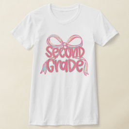 2nd Grade Teacher Pencil Coquette Bow T-Shirt