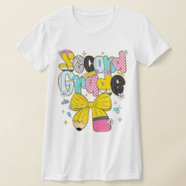 2nd Grade Teacher Pencil Coquette Bow T-Shirt