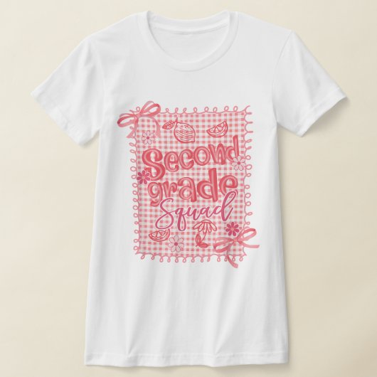 2nd Grade Teacher Pencil Coquette Bow T-Shirt (Ablage )