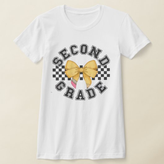 2nd Grade Teacher Pencil Coquette Bow T-Shirt (Ablage )