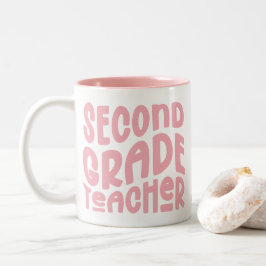 2nd Grade Teacher Pink Text  Zweifarbige Tasse