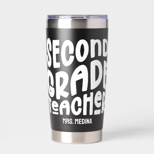 2nd Grade Teacher Simple Typography Thermobecher (Vorderseite)