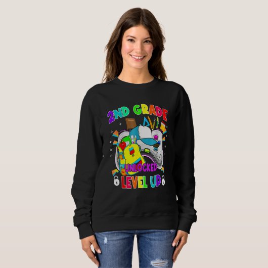 2nd Grade Unlocked Level Up Video Game First Day O Sweatshirt (Vorne ganz)