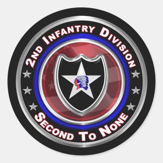 2nd Infantry Division "Second to None" Runder Aufkleber (Vorderseite)