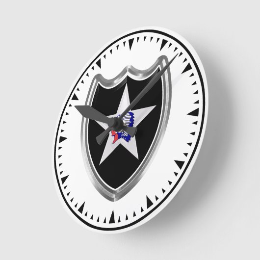 2nd Infantry Keepsake-Division Runde Wanduhr (Winkel)