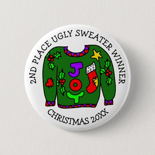 2ND Place Gewinner Ugly Sweater Contest Medaille Button (Vorderseite)