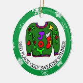 2ND Place Gewinner Ugly Sweater Contest Medaille Keramik Ornament (Links)