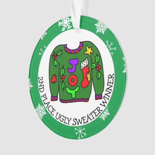 2ND Place Gewinner Ugly Sweater Contest Medaille Ornament (Vorderseite)