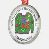 2ND Place Gewinner Ugly Sweater Contest Medaille Ornament Aus Metall (Links)