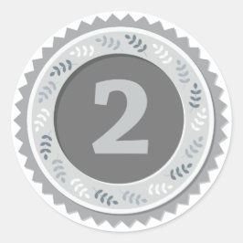 2nd Place Silver Medal Dark Runder Aufkleber