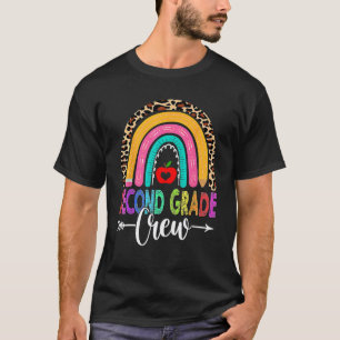 2nd Second Grade Crew Regenbogen-Leopard Lehrer Rü T-Shirt