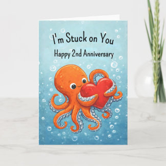 2nd wedding anniversary Octupus lover Karte