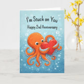 2nd wedding anniversary Octupus lover Karte (Gelbe Blume)