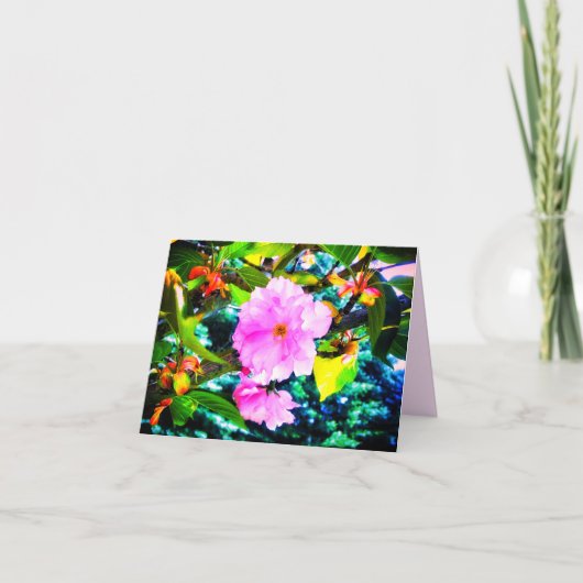 2PINK-BLUMEN-KARTE KARTE (Vorderseite)