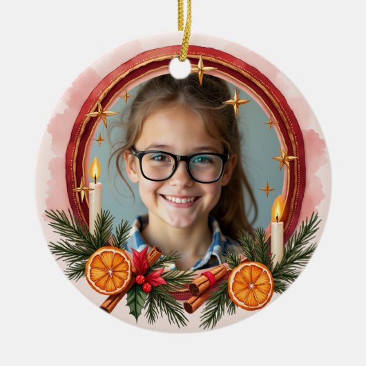 2sided Memorial Christmas Warm Glow Keramik Ornament (Vorne)