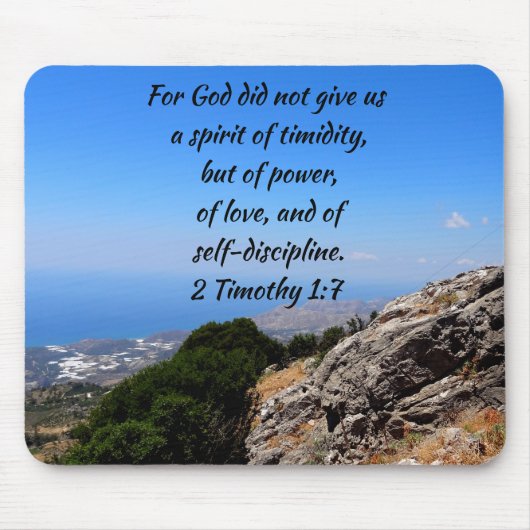2Timothy 1:7 Geist der Zaghaftigkeit Gewohnte Bibe Mousepad (Vorne)