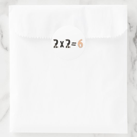 2x2 = 6 runder aufkleber (Tasche)