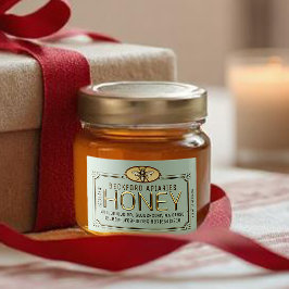 2x3" Metallic Gold 3D Gerahmt Honey Label mit Bien Lebensmitteletikett