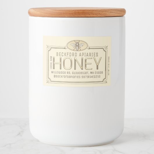 2x3" Metallic Gold 3D Gerahmt Honey Label mit Bien Lebensmitteletikett (Vorderseite)