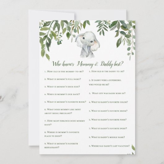 2x Games Elephant Baby Shooter 12x18" Größe Einladung (Rückseite)