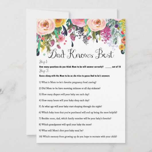 2x Games Flower Garden Baby Showgame 12x18 Einladung (Vorderseite)