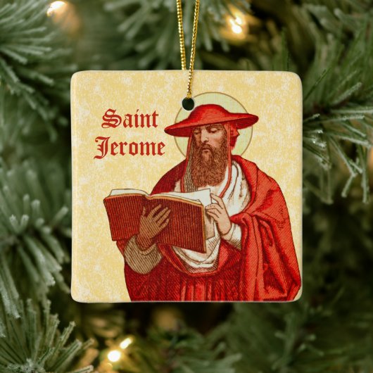 2x St. Jerome als Kardinal mit Buch (P 004) Keramikornament (Baum)