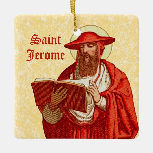 2x St. Jerome als Kardinal mit Buch (P 004) Keramikornament (Vorderseite)