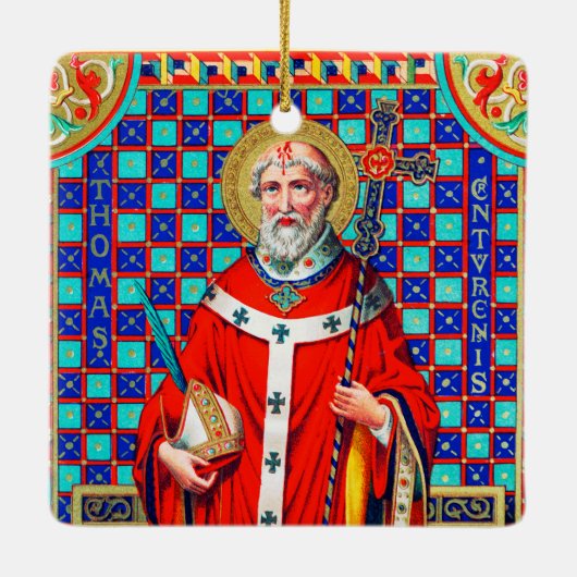 2x St. Thomas Becket in Red Chasuble (K 34) Keramikornament (Rückseite)