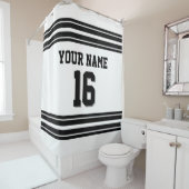 2x Streifen Schwarzer Text Duschvorhang (Beispiel)