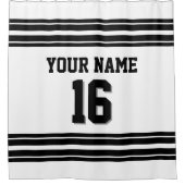 2x Streifen Schwarzer Text Duschvorhang (Vorderseite)