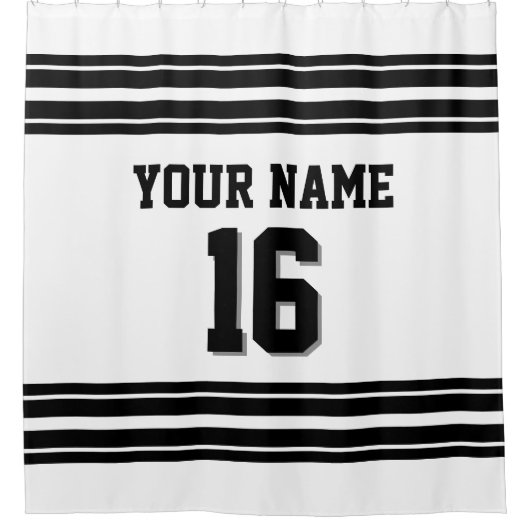 2x Streifen Schwarzer Text Duschvorhang (Vorderseite)