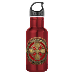[300] Altes keltisches Sacred Gold Knot Cross Edelstahlflasche