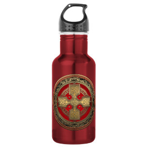 [300] Antiker keltischer heiliger Goldknoten Kreuz Edelstahlflasche