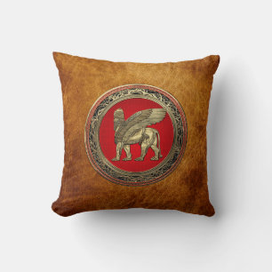 [300] Assyrian Winged Lion - Gold Lamassu Kissen