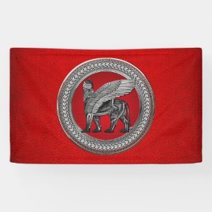 [300] Assyrian Winged Lion: Silver & Black Lamassu Banner