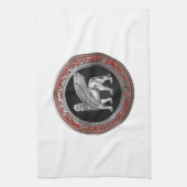 [300] Assyrian Winged Lion - Silver Lamassu Geschirrtuch (Vertikal)