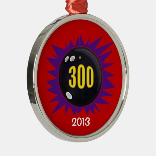 300 Bowling Game, mit Datum, Silbernes Ornament (Rechts)