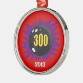300 Bowling Game, mit Datum, Silbernes Ornament (Links)