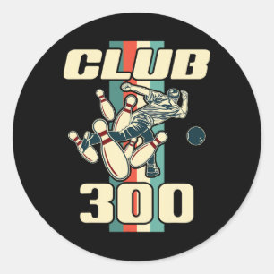 300 Bowling-Shirt Vintage Retro Club 300 Bowling Runder Aufkleber