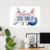 300 BWLR California Plate, Bowling Wall Art Poster (Heimbüro)