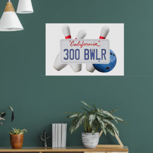 300 BWLR California Plate, Bowling Wall Art Poster
