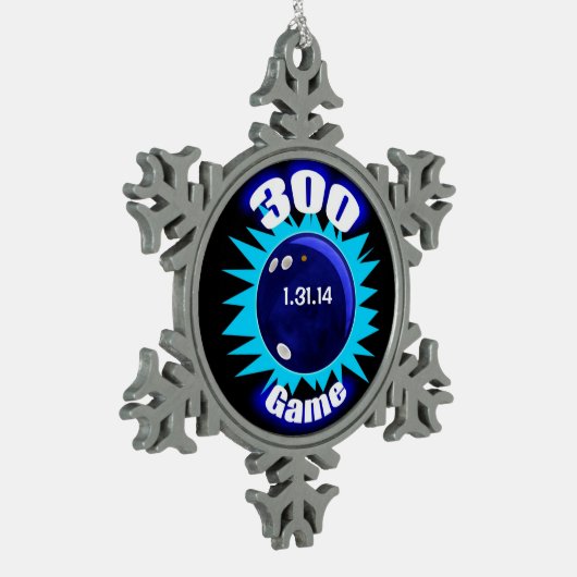 300 Club, Perfect Bowling Game, Schneeflocken Zinn-Ornament (Links)