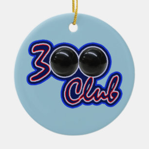 300 CLUB - PERFEKTES SPIEL IM BOWLING (BLAU) KERAMIKORNAMENT