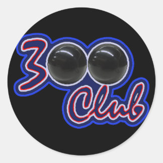 300 CLUB - PERFEKTES SPIEL IM BOWLING (BLAU) RUNDER AUFKLEBER