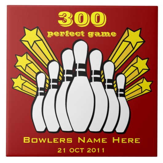 300 Game Bowling Award Decorative Tile Fliese (Vorderseite)