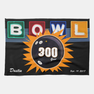 300 Game Orange & Black mit Neon BOWL Schild Küchentuch